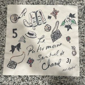CHANEL & Karl Lagerfeld Collectors Signature Print Glasses Cleaning Cloth Scarf